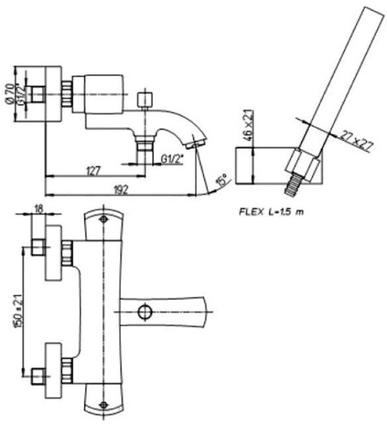 Смеситель Paini Lady 89BY105TH для ванны с душем