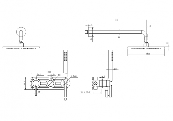 Душевая система ABBER Wasser Kreis 316 AF8118BST скрытого монтажа без излива, сталь брашированная