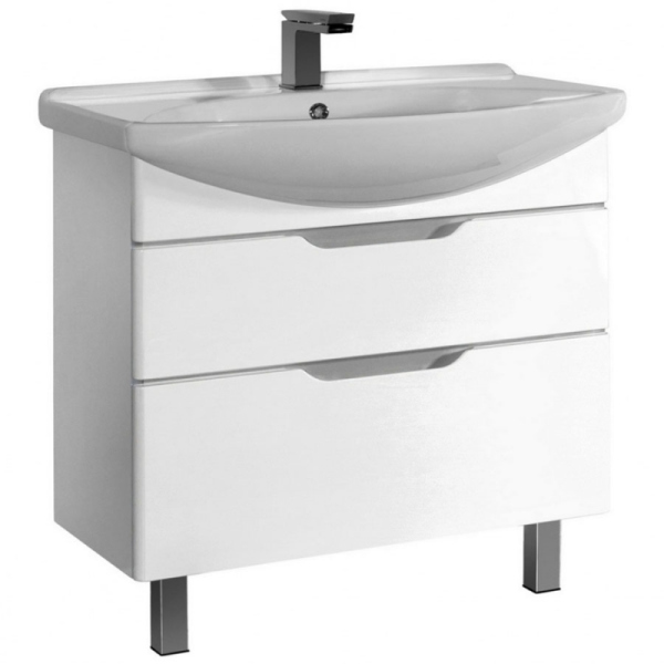 Тумба Dreja.eco Laguna Plus 105, белый лак, 2 ящ, органайзер, 99.0108