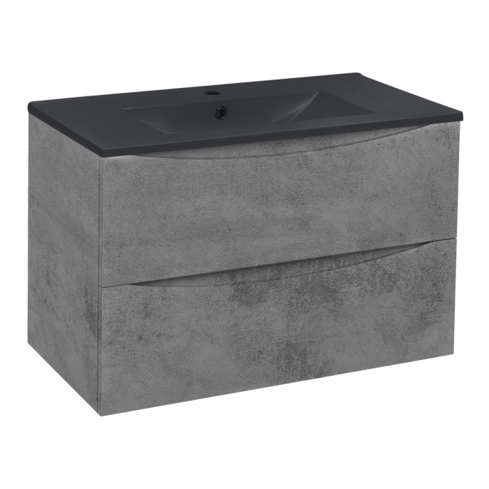Тумба с раковиной Vincea Mia 750 подвесная, 2 выкатных ящика soft close, Beton, VMC-2MC750BT+VBS-13975MB