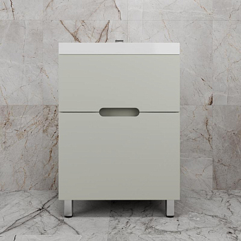 Тумба без раковины напольная "Матис 60" 60 (2 ящика), ОЛИВА, ЭМАЛЬ, ЛС-00002432