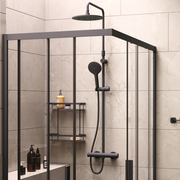 Комплект 5 в 1 AM.PM Gem S 120x80 WK93ER профиль Черный матовый стекло прозрачное