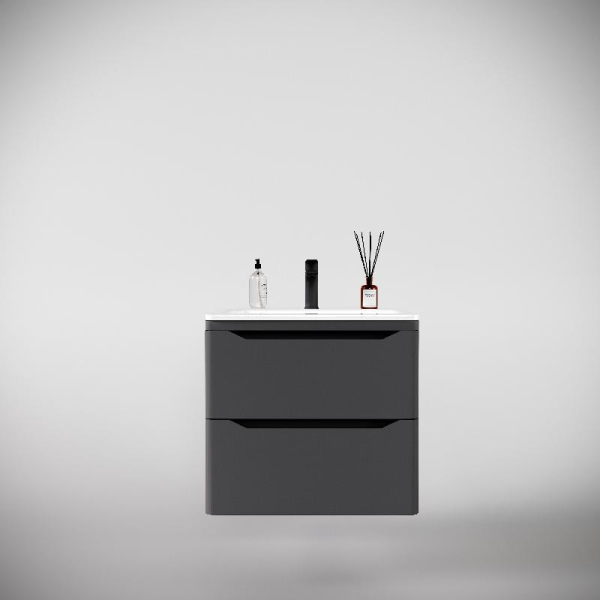 Тумба без раковины Style Line подвесная "Марелла 60" (2 ящ.) серый, PLUS, СС-00002406