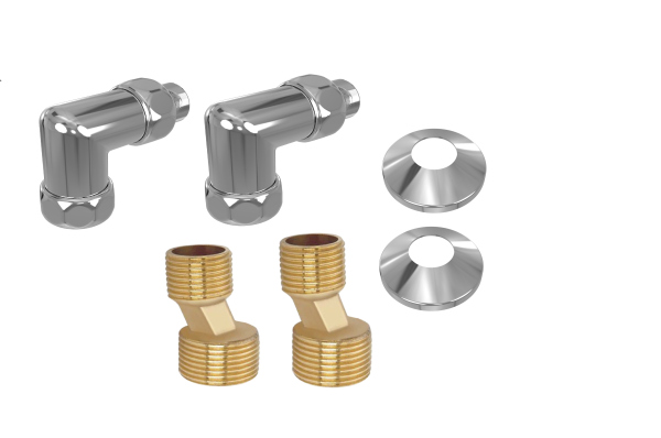 Комплект фитингов для подключения водяных полотенцесушителей, цвет хром, AQ 3020CH