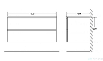 Belbagno База под раковину подвесная с двумя выкатными ящиками, LUCE-1000-2C-SO-PT