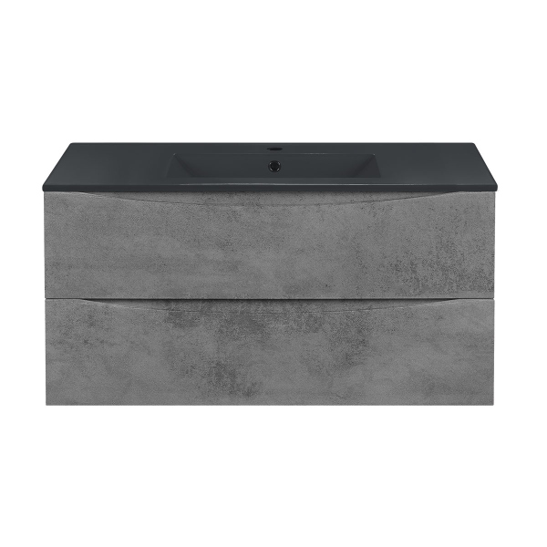 Тумба с раковиной Vincea Mia 1000 подвесная, 2 выкатных ящика soft close, Beton, VMC-2MC100BT+VBS-13100MA