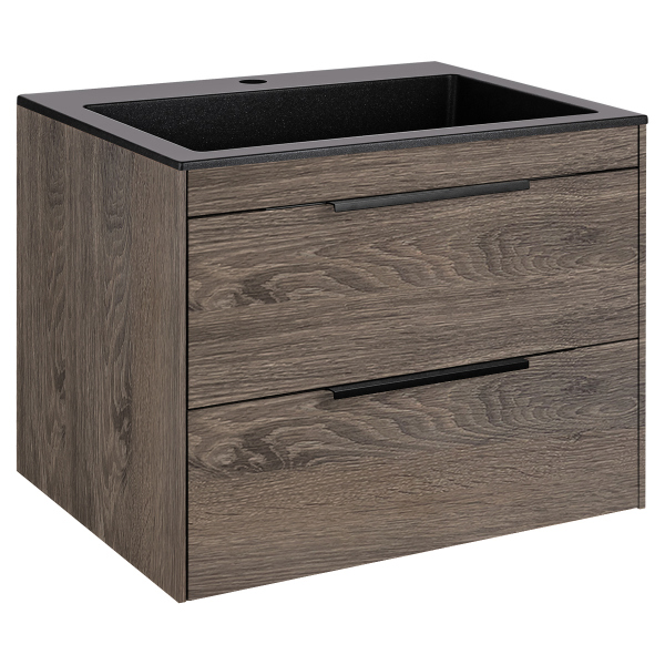 Тумба с раковиной Vincea Chiara 2D 600 подвесная, R.Oak, VMC-2C2600RO+VCB-13600W