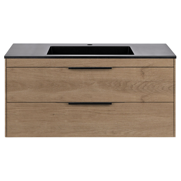 Тумба с раковиной Vincea Chiara 2D 1000 подвесная, N.Oak, VMC-2C2100NO+VCB-13100W