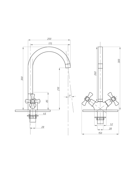 Смеситель для кухни FAUZT FZs-202-07 тип См-МДЦБА