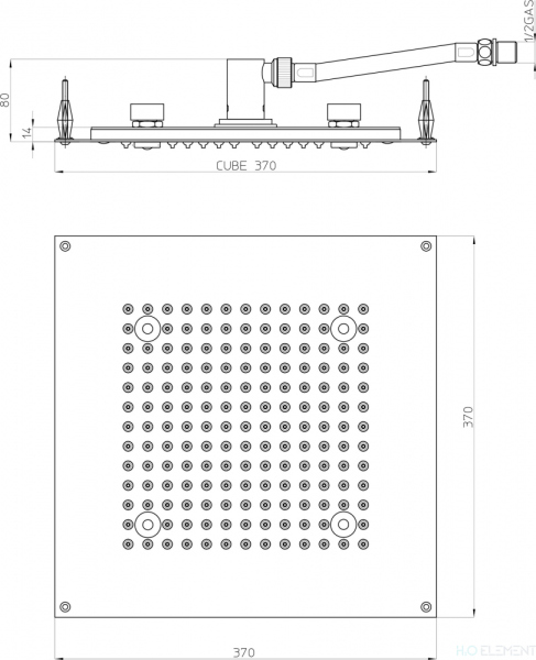 Верхний душ Bossini DREAM - Cube Light H37451 CR с хромотерапией