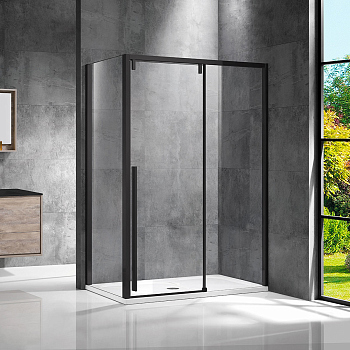Душевой уголок Vincea Lugano VSR-1L1012CLB-1, 1200*1000,черный , стекло прозрачное