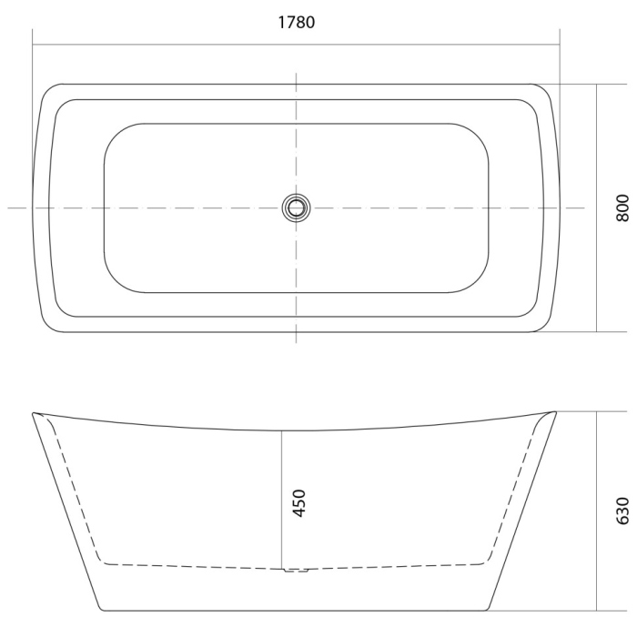 Ванна акриловая Aquatek Верса 178x80 AQ-4880, отдельностоящая