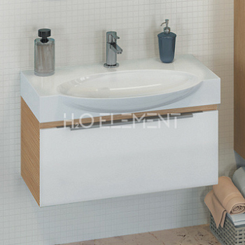 Тумба-умывальник Comforty "Самара-76" кофе полоска с раковиной "Signo 76 F01"/"Infinity 76"