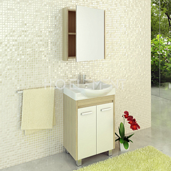 Тумба-умывальник Comforty "Киото-60" сосна лоредо с раковиной Comforty 001