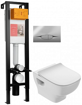 Комплект 4 в 1 Jacob Delafon унитаз с инсталляцией и клавишей смыва, E21754RU-00