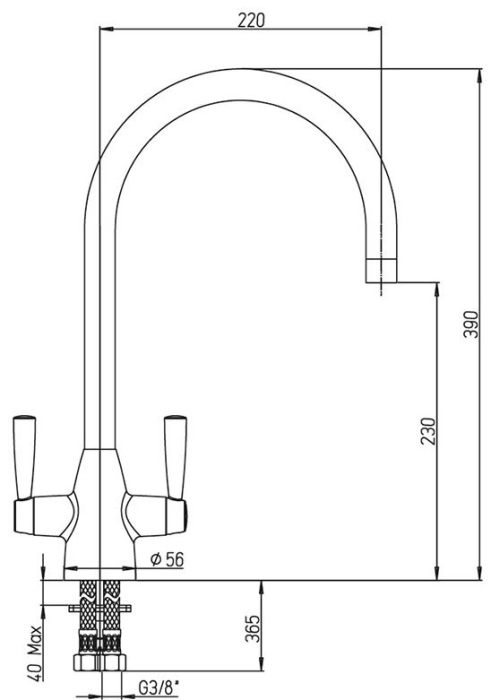 Смеситель Paini Cucina 64CR490KM для кухонной мойки