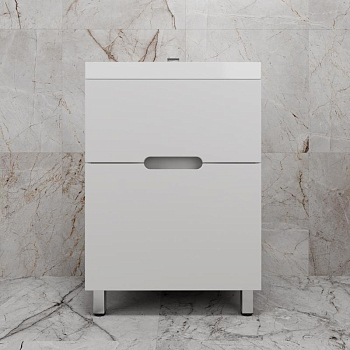 Тумба без раковины напольная "Матис 80" 80 (2 ящика), Белый матовый, ЭМАЛЬ, ЛС-00002443