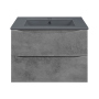 Тумба с раковиной Vincea Mia 600 подвесная, 2 выкатных ящика soft close, Beton, VMC-2MC600BT+VBS-13960
