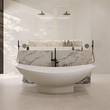 Ванна из искусственного камня ABBER Stein AS9610 белая матовая