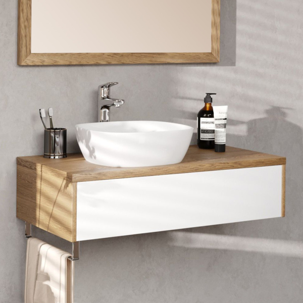 Тумба для комплекта Iddis Torr 80 белая, шпон дуба