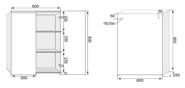 Шкаф подвесной Style Line, "Атлантика 600", антискрейч, СС-00002224