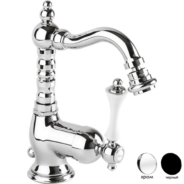 MARGOT-BSM2-01-N Смеситель для биде однорычажный c донным клапаном, исполнение хром, ручка чёрная