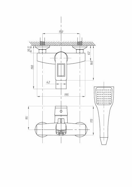 Смеситель для ванны с душем FAUZT FZs-W61 тип См-ВОРНШлА Белый