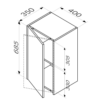Шкаф с полками 40 см, высота 70 см, дуб крафт, универсальный AM.PM Func, M8FCH0402OF