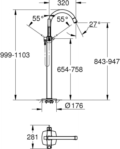 Смеситель Grohe Grandera 23318GL0 напольный