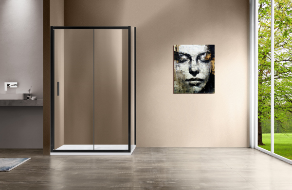 Душевой уголок Vincea Garda VSR-1G8014CLB, 1400*800, черный, стекло прозрачное