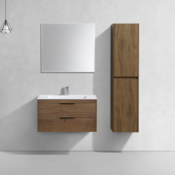 Тумба с раковиной Vincea Chiara 2D 800 подвесная, T.Oak, VMC-2C2800TO+VCB-13800G