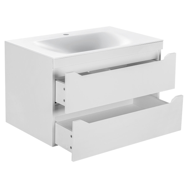 Тумба с раковиной Vincea Fine 800 подвесная, 2 выкатных ящика soft close, G.White, VMC-2F800GW+VCB-1F800W