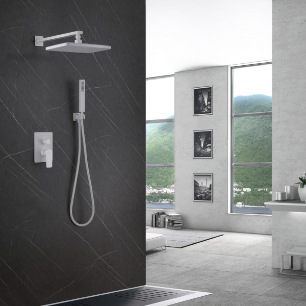 Душевая система ABBER Weiss Insel AF8018FW скрытого монтажа без излива, белая матовая