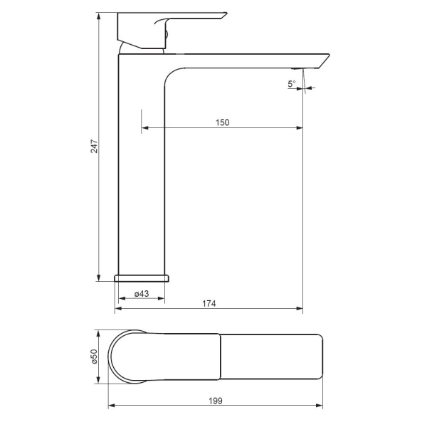 Смеситель для раковины, высокий Damixa Apollo, 470250300
