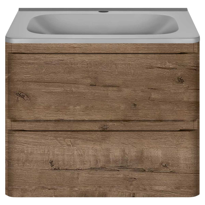 Тумба с раковиной Vincea Vico 600 подвесная, 2 выкатных ящика soft close, V.Oak, VMC-2V600VO+VCB-2VP600W