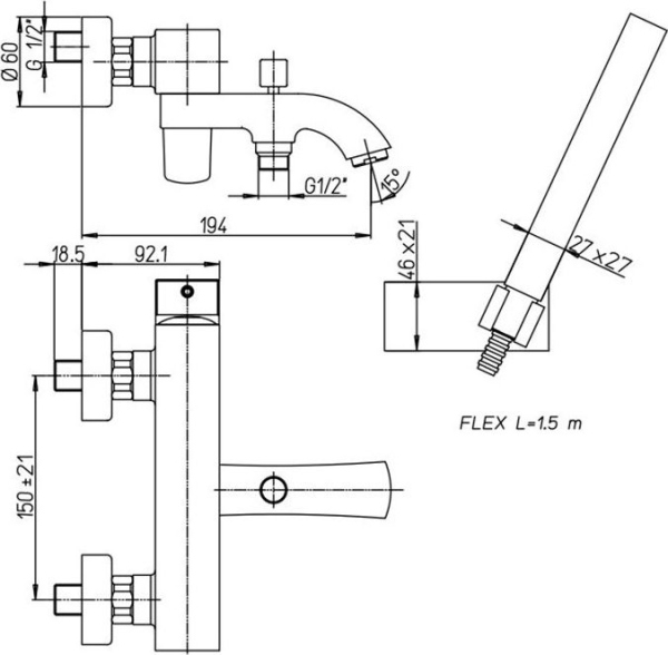 Смеситель Paini Lady 89YO105KM для ванны с душем
