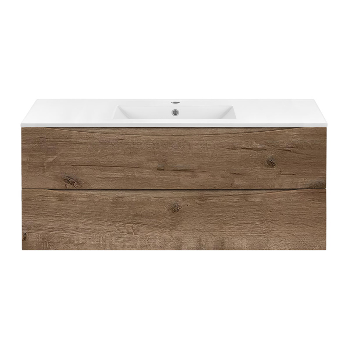 Тумба с раковиной Vincea Mia 1200 подвесная, 2 выкатных ящика soft close, V.Oak, VMC-2MC120VO+VBS-13120MB