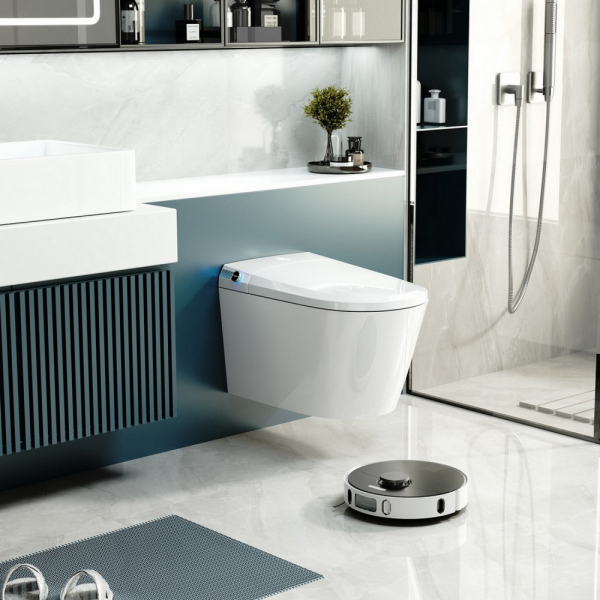 Комплект ABBER подвесной электронный унитаз-биде Bequem AC1119S белый с инсталляцией AC0101P