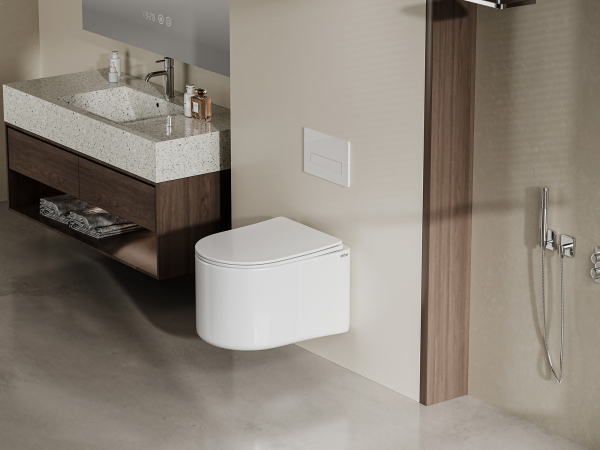 Унитаз ABBER Bequem AC1129 подвесной белый, безободковый, смыв торнадо