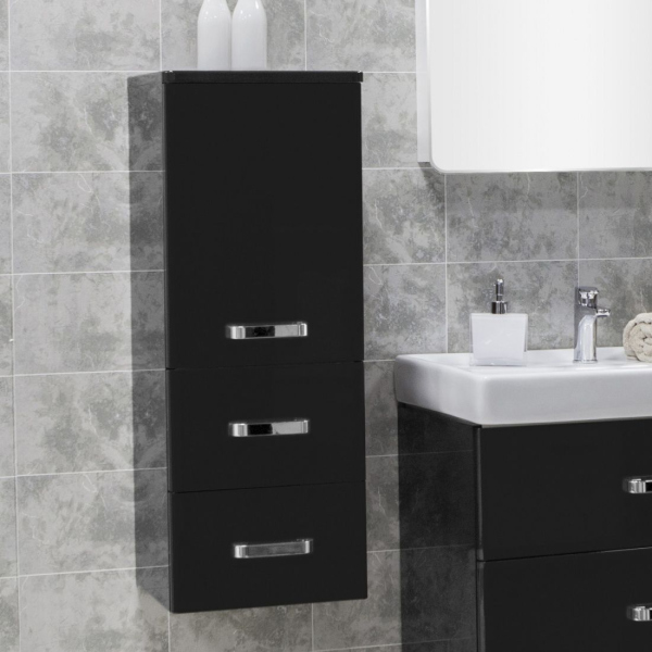 Шкаф-колонна подвесная Акватон Америна цвет Черный 1A137803AM950