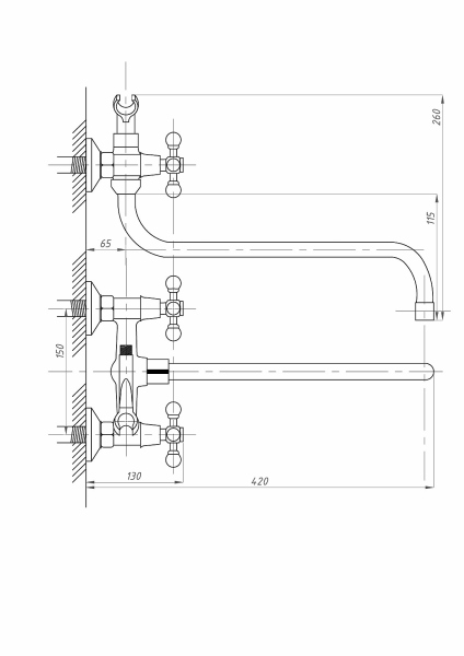 Смеситель для ванны с душем FAUZT FZs-511-54 тип См-ВУДРНШлА