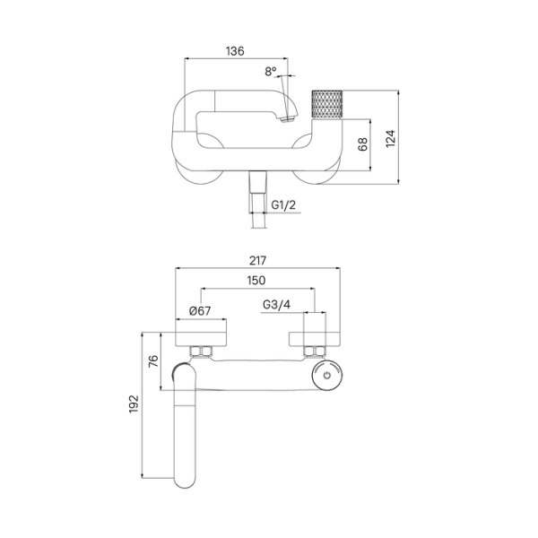 Смеситель для ванны IDDIS Twist с управлением Push Control (TWISBBTi02WA)