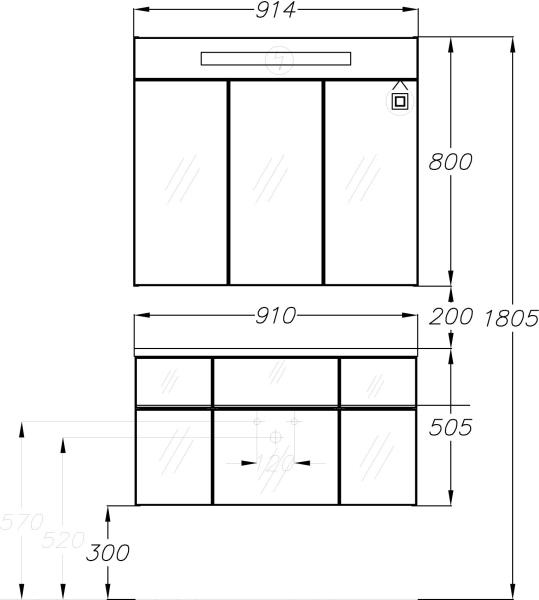 Тумба с раковиной Smile Кристалл 90 белая