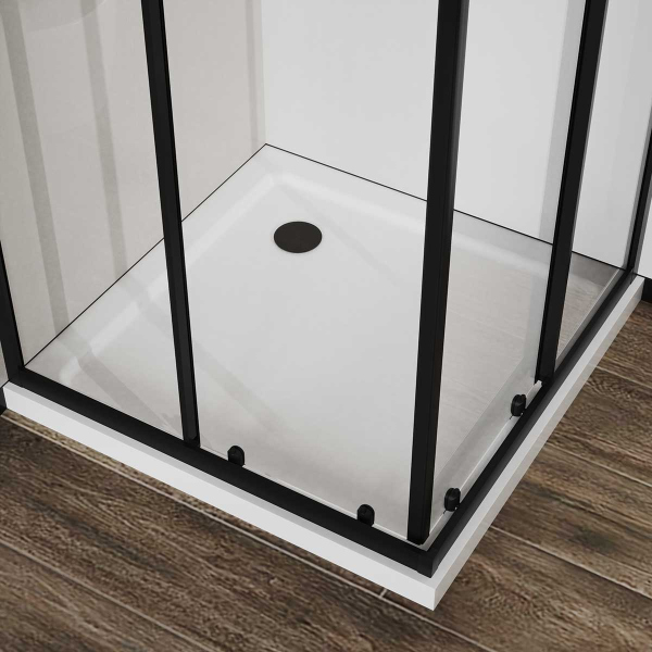 Душевой уголок Vincea City VSS-5CT900CLB, 900*900, черный, стекло прозрачное