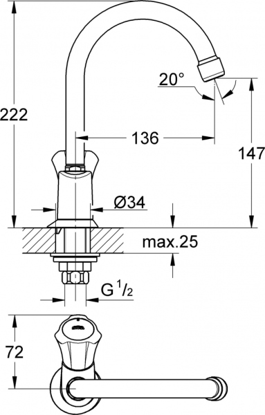 Кран Grohe Costa L 20393001 для раковины