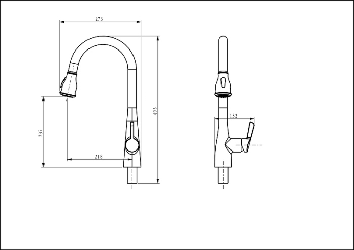 Смеситель для кухни с выдвижной лейкой D&K Rhein.Schiller (DA1462501)