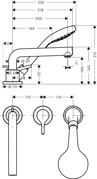 Смеситель Hansgrohe Talis S 72416000 на борт ванны