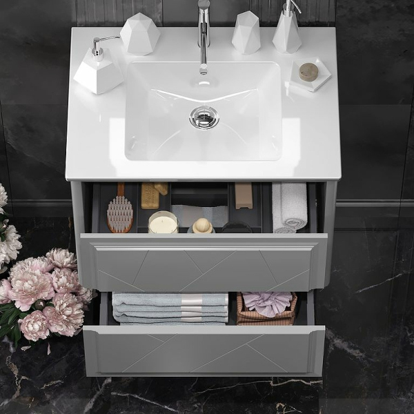 Тумба без раковины Opadiris Луиджи 70 00-00005953 подвесная Серая матовая