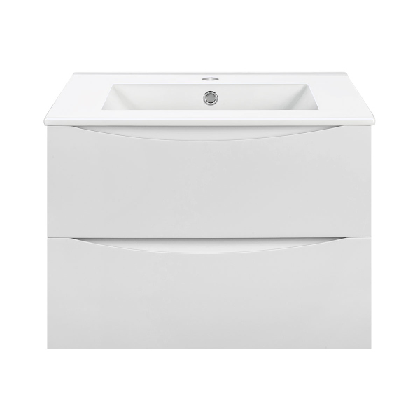 Тумба с раковиной Vincea Mia 600 подвесная, 2 выкатных ящика soft close, G.White, VMC-2MC600GW+VBS-13960