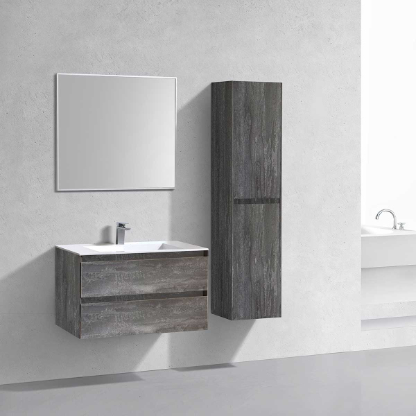 Тумба с раковиной Vincea Luka 800 подвесная, 2 выкатных ящика soft-close, G.Stone, VMC-2L800GS+VCB-13800W